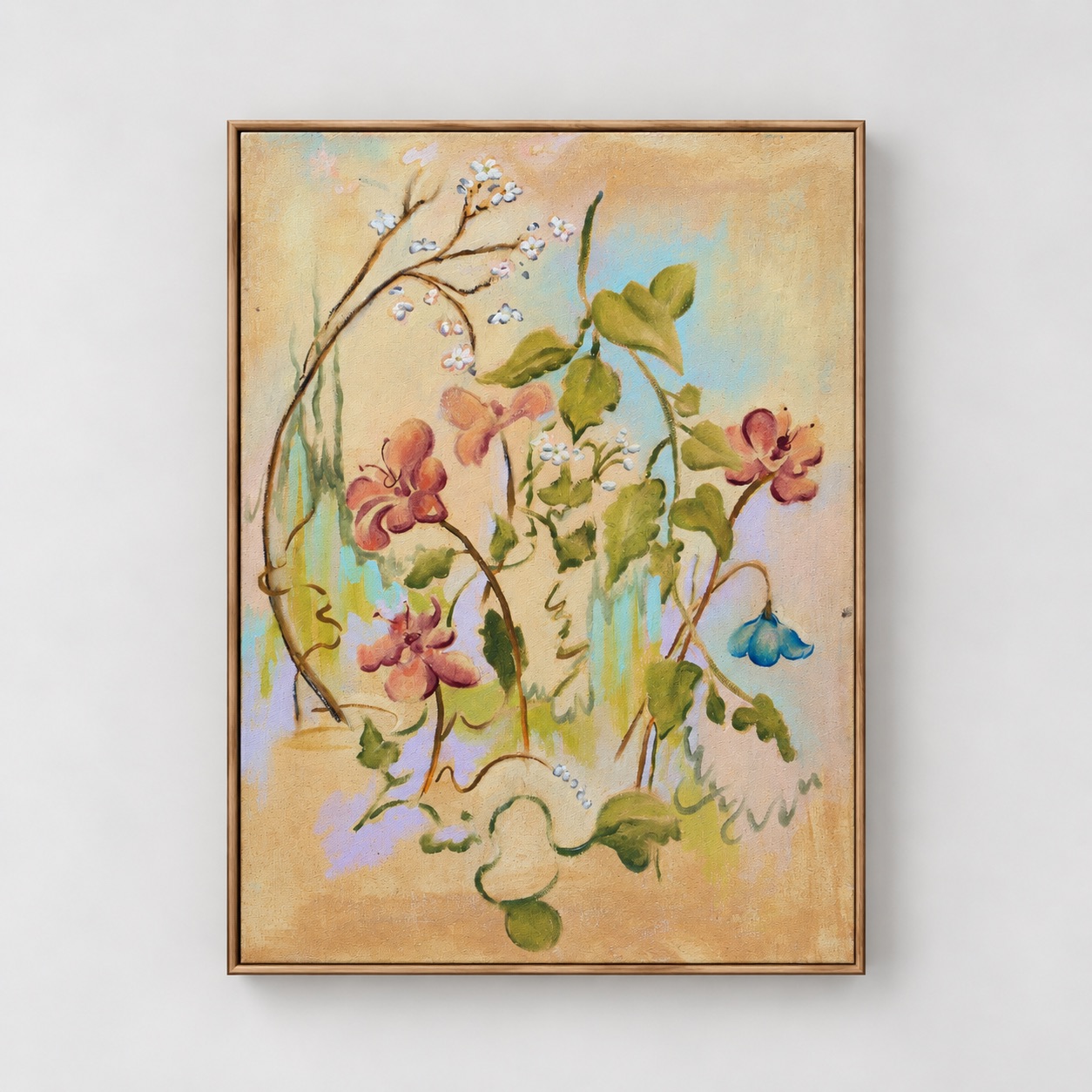 Flower Dance by Fiamma Franchetti Bond, framed and hung on a pale wall