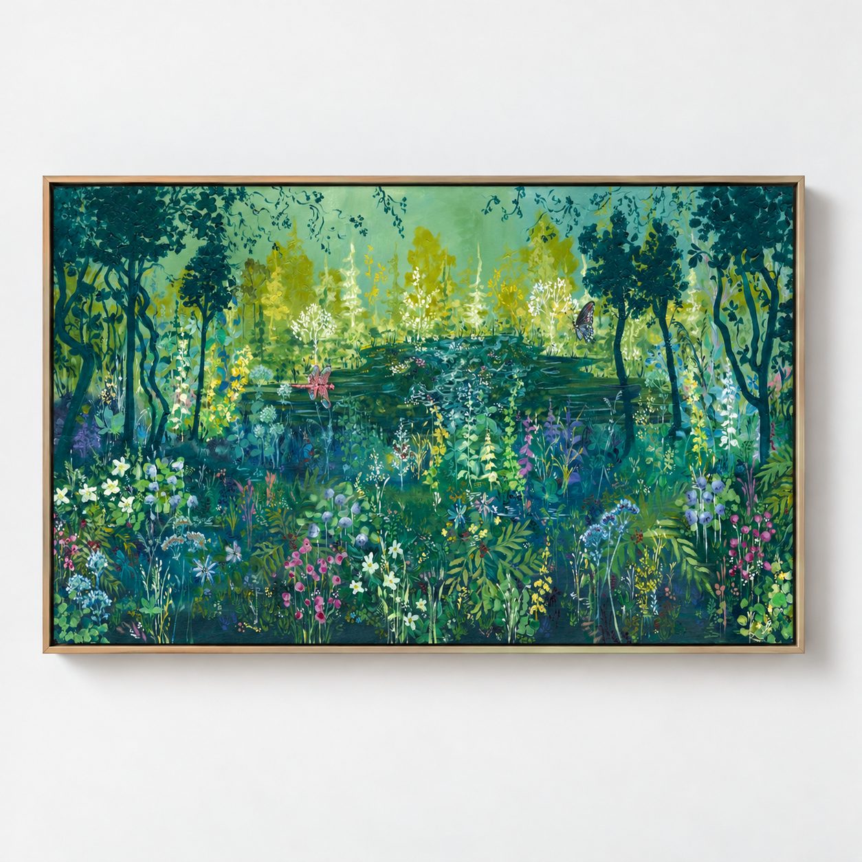 The Forest of Dreams by Fiamma Franchetti Bond, framed and hung on a pale wall
