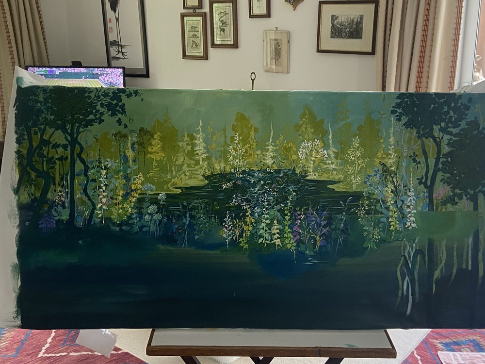 The forest scene filling out with layers of plants and trees